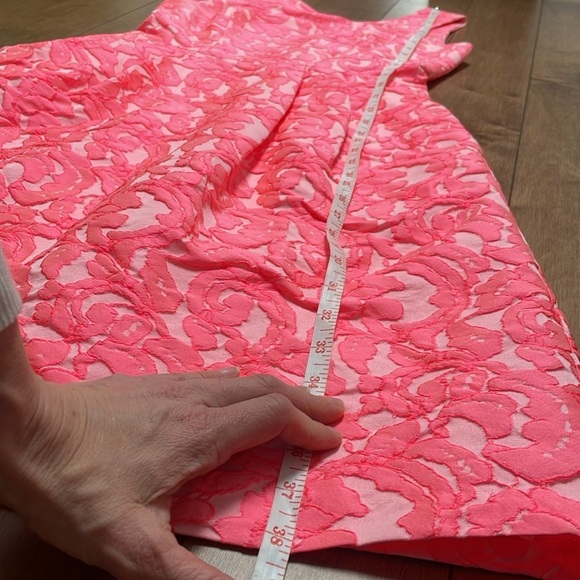 Pink Tartan Willow Kelly Sleeveless Dress 4 Coral neon pink Floral Jacquard - Picture 12 of 15